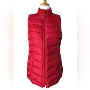 J. Jill Down Lightweight‎ Puffer Vest Full Zip Women's Size Small Red Side Zip
